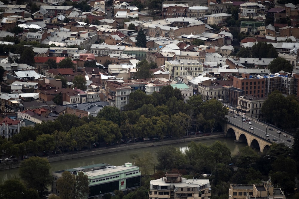 aerial view of canal at the city