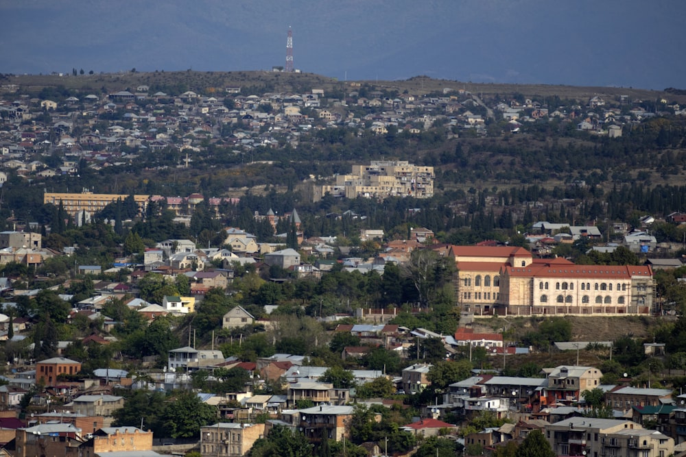 aerial view of town city