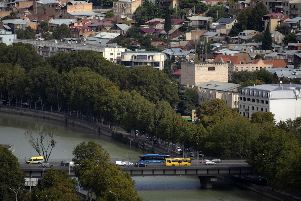 aerial view of buildings and trees