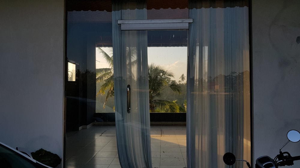 closed glass door in empty room