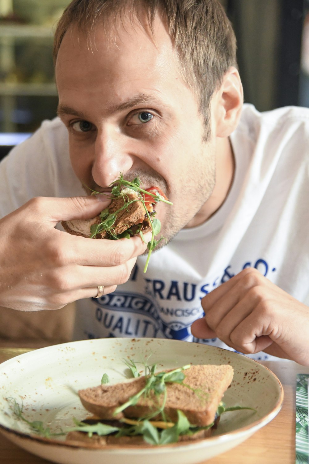 man eating a sandwich