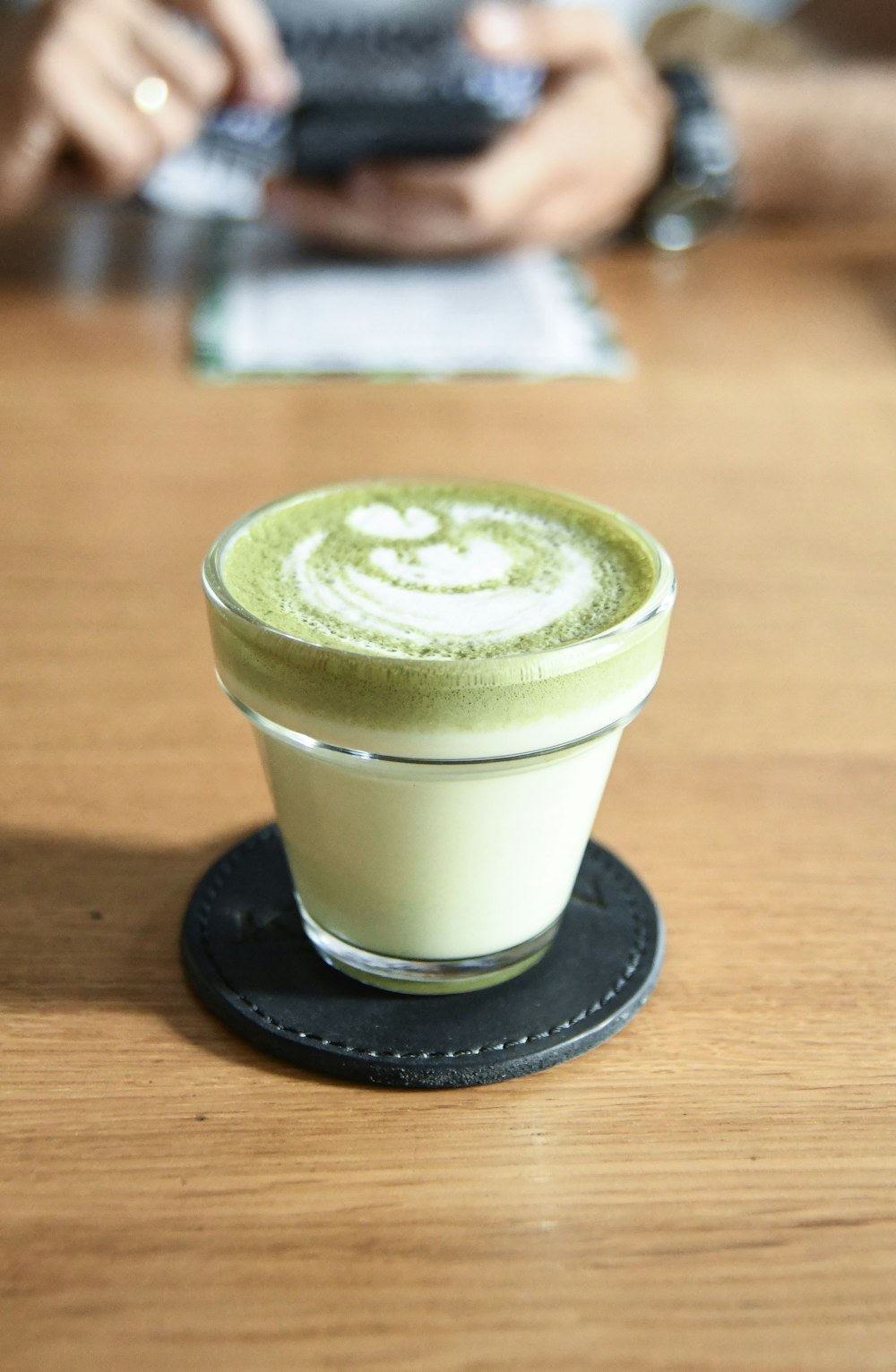 white and green beverage