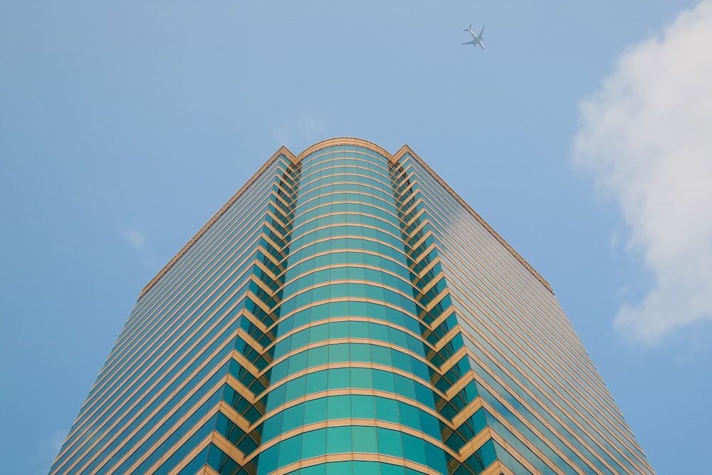 blue and yellow high rise building