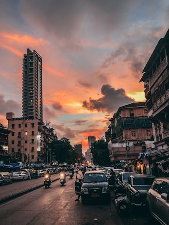vehicle parked on road near buildings