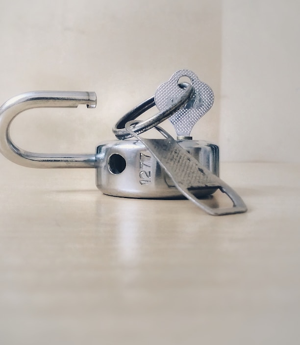 gray stainless steel padlock