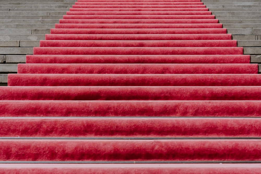 red rug on stairs
