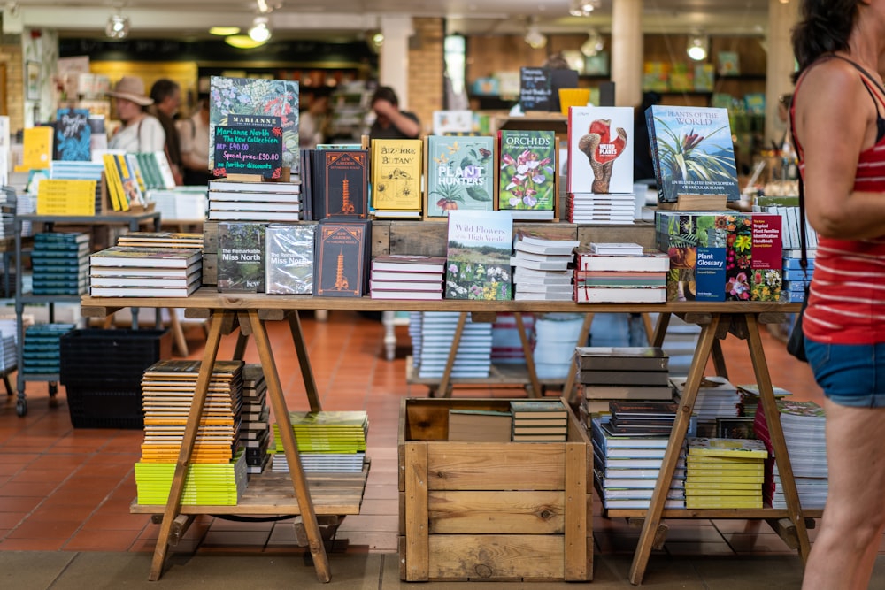 assorted title book lot on table