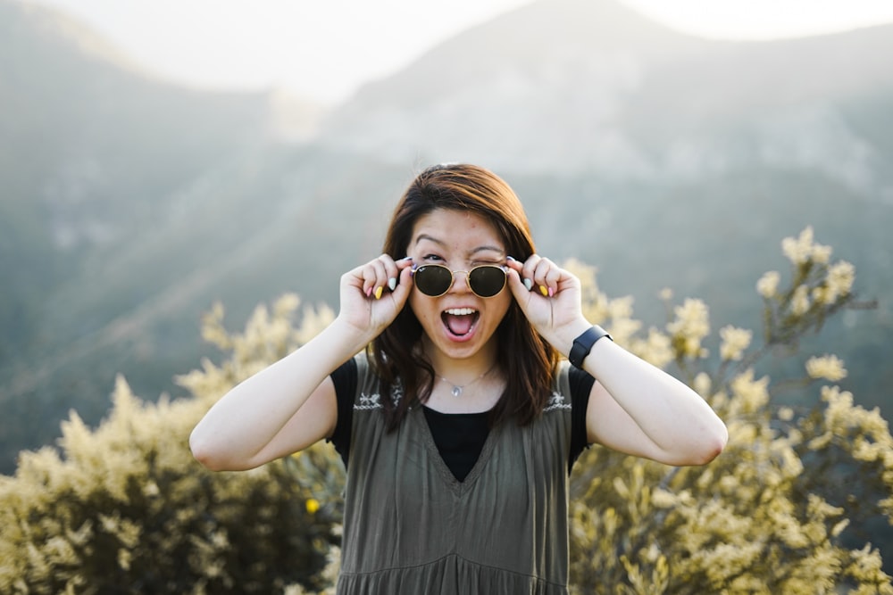 unknown person taking selfie outdoors