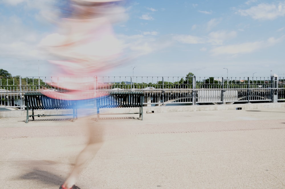 a blurry photo of a person on a skateboard