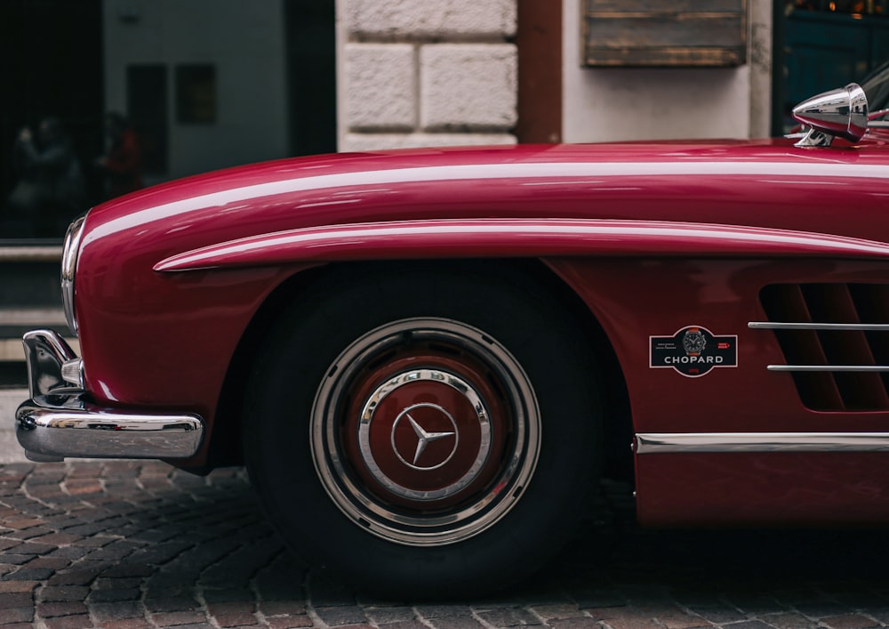 red car close-up photography