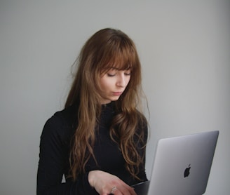 woman using laptop