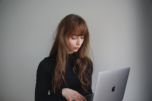 woman using laptop