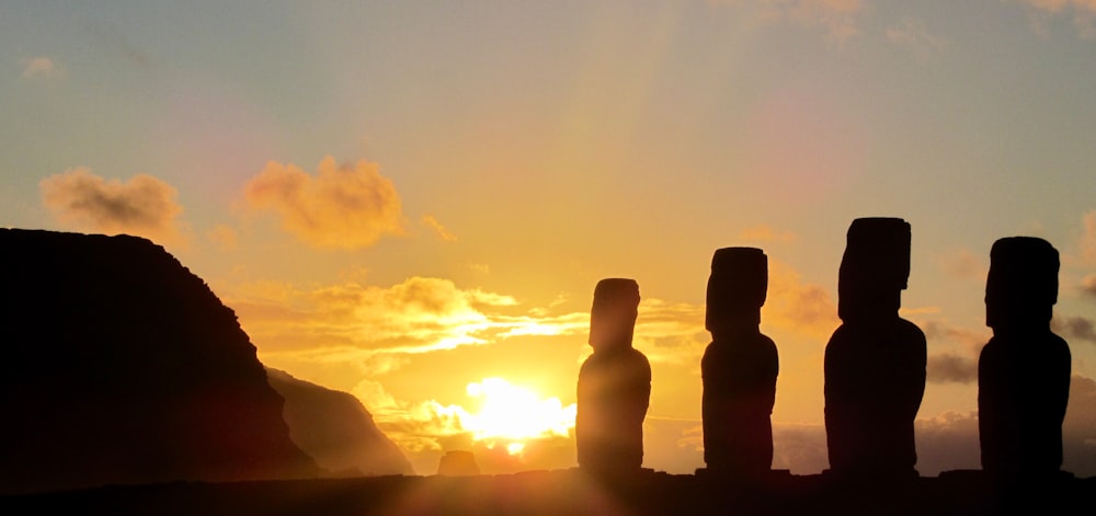 silhouette of Moai