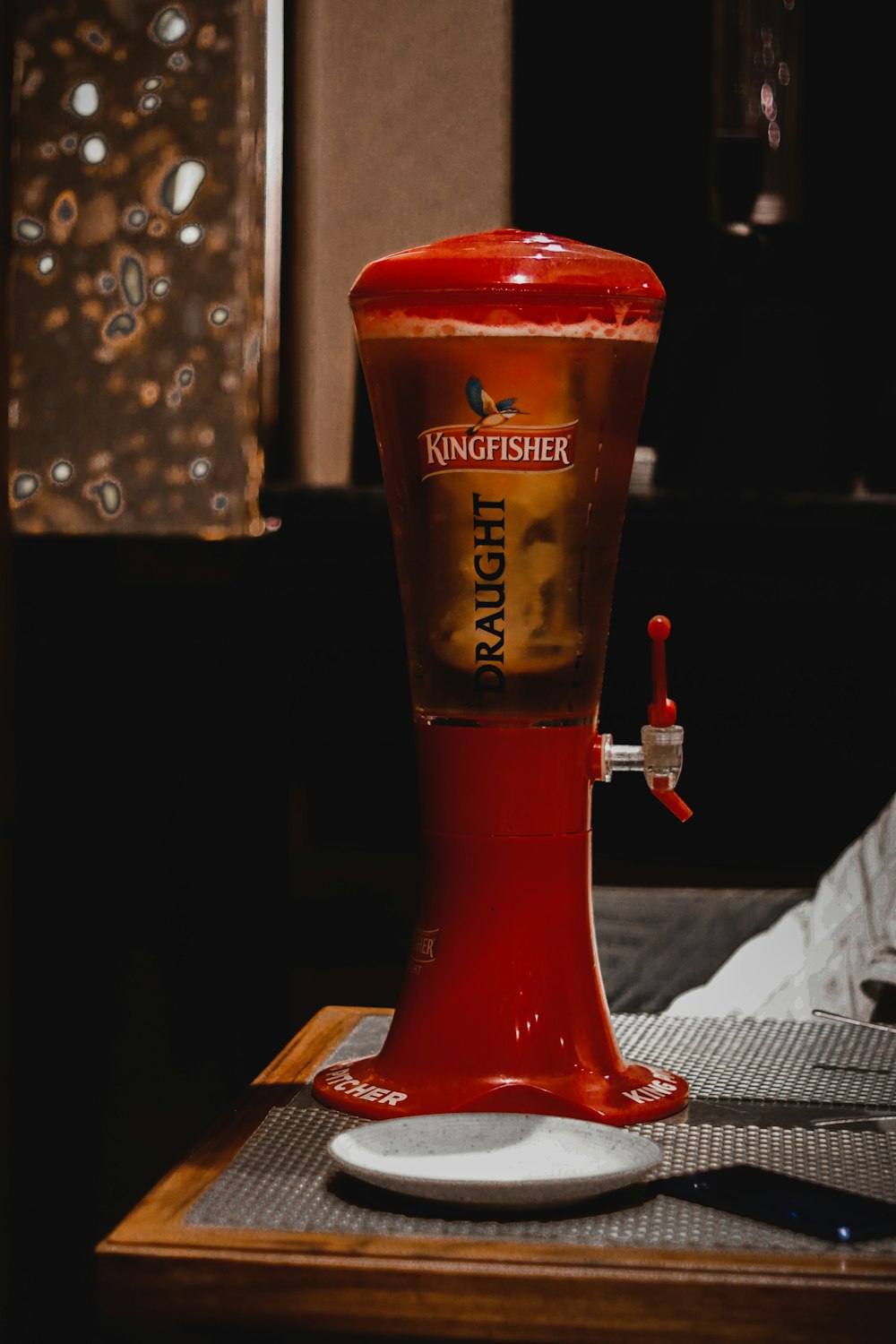Kingfisher draught dispenser on table photo – Free Beer Image on ...