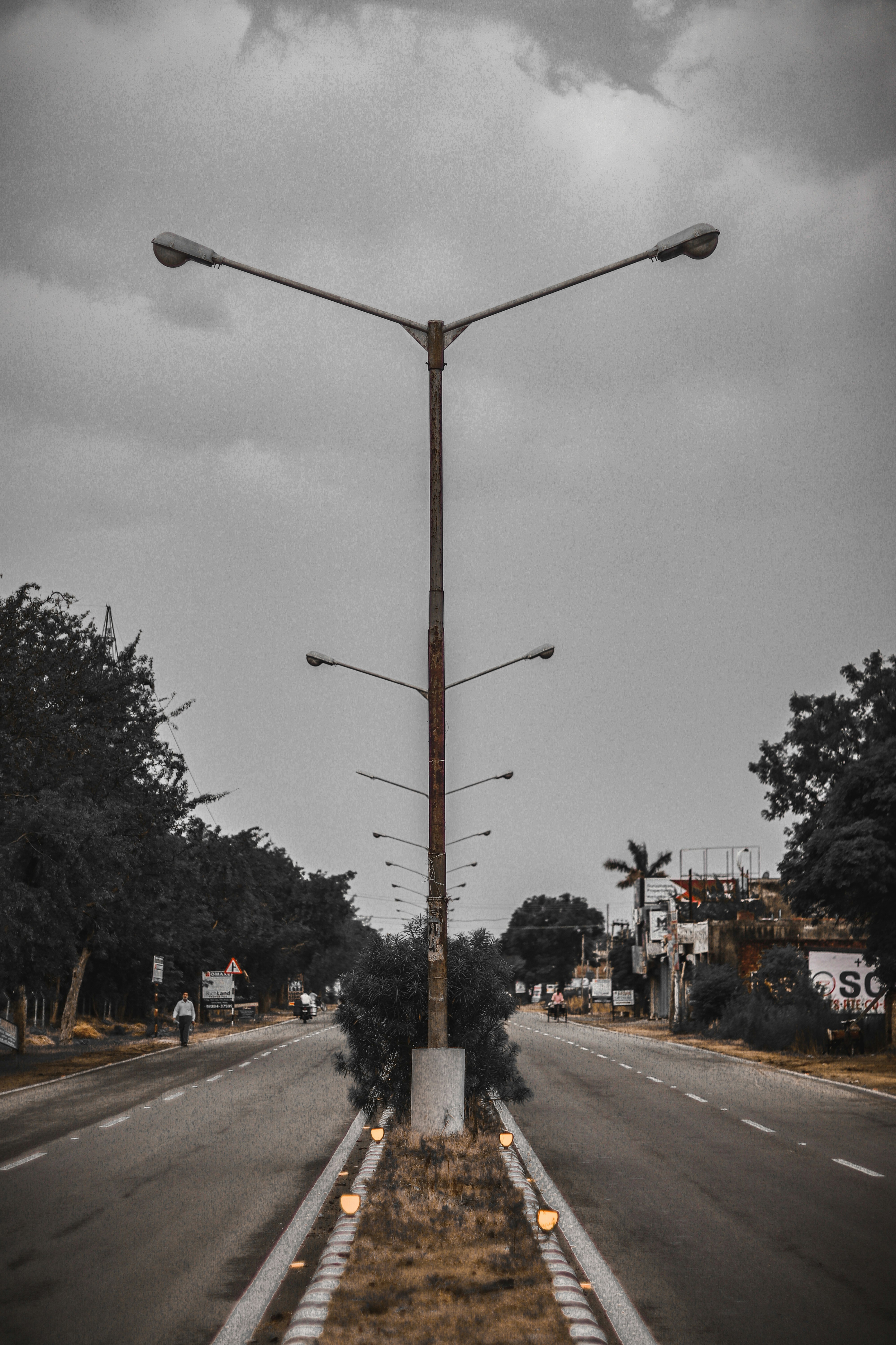 brown street lantern