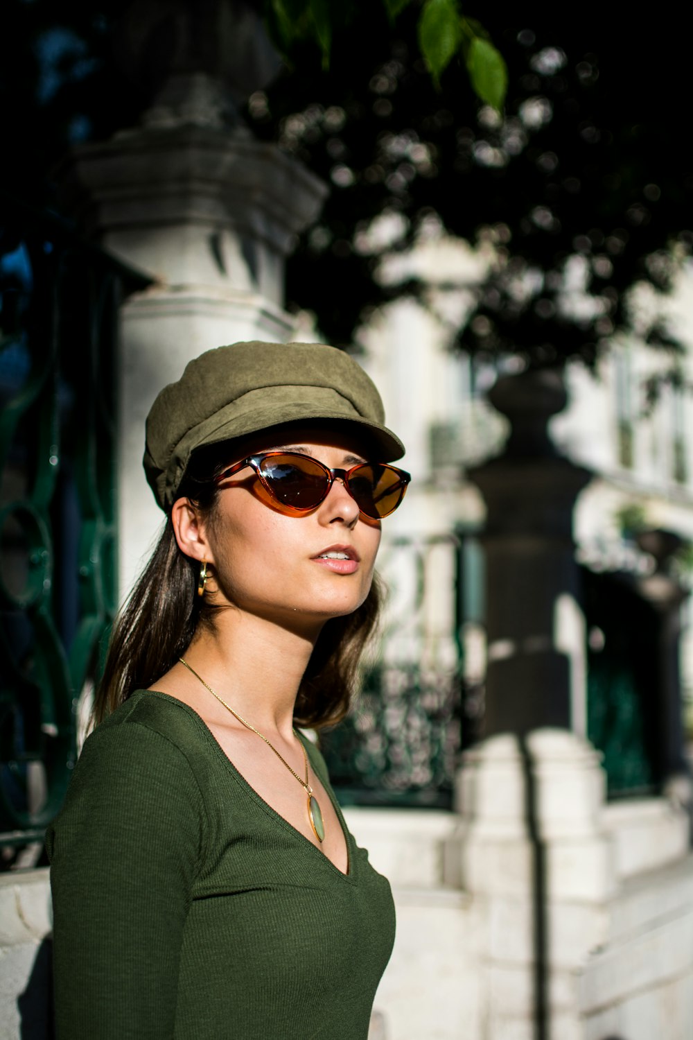 woman wearing green shirt