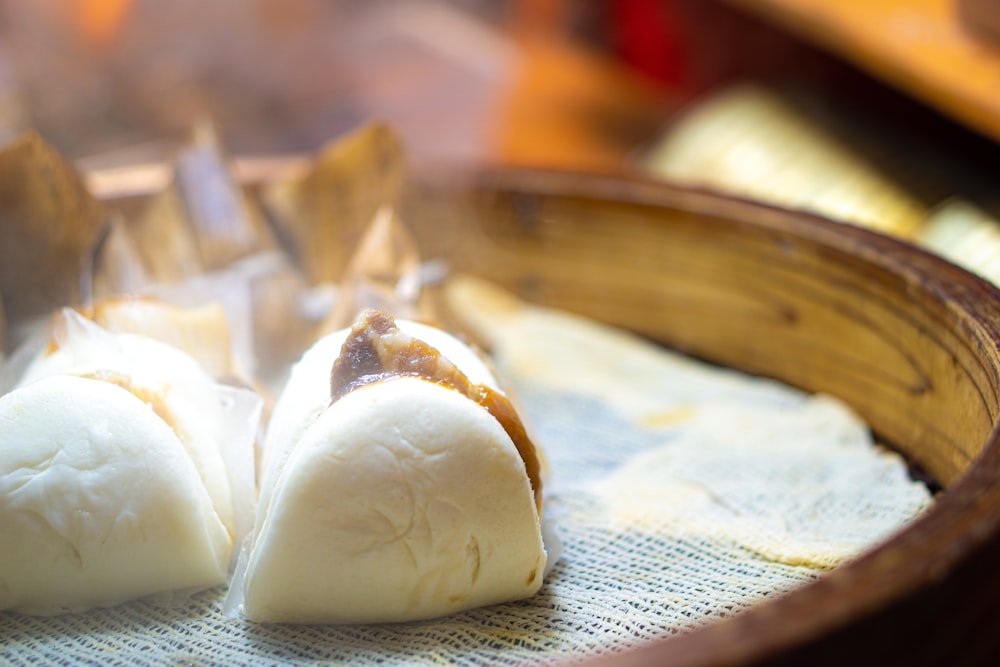 dumplings on tray