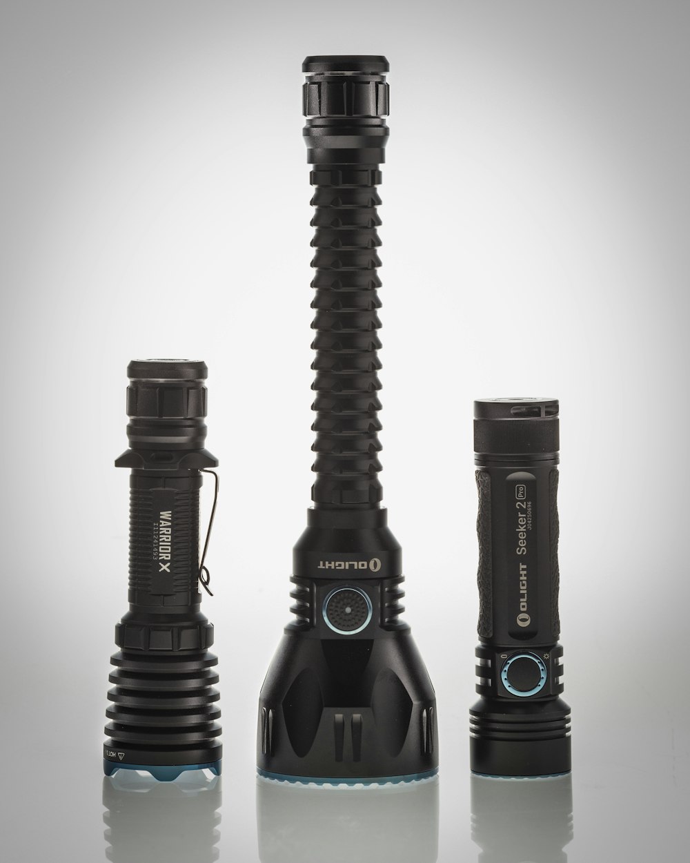 three black flashlights