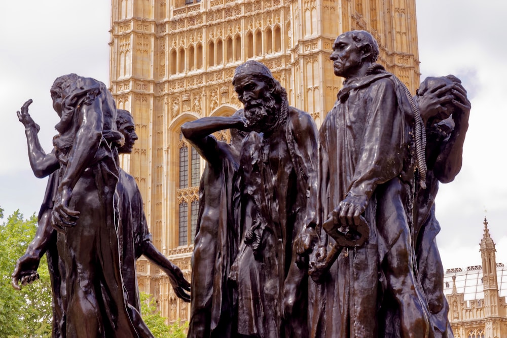 low angle photo of statues