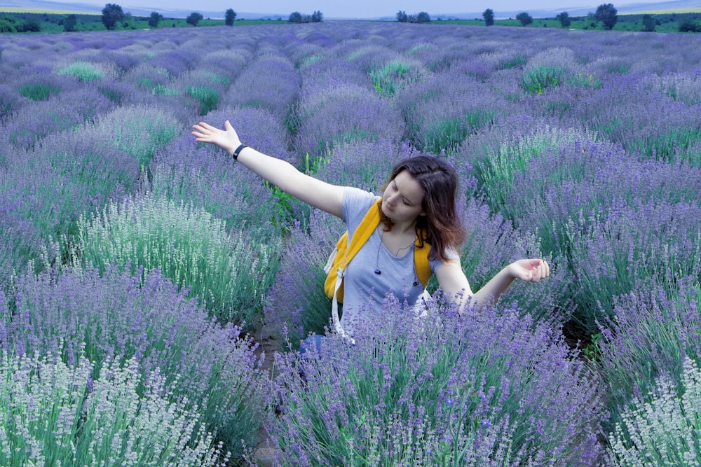 woman in flower field