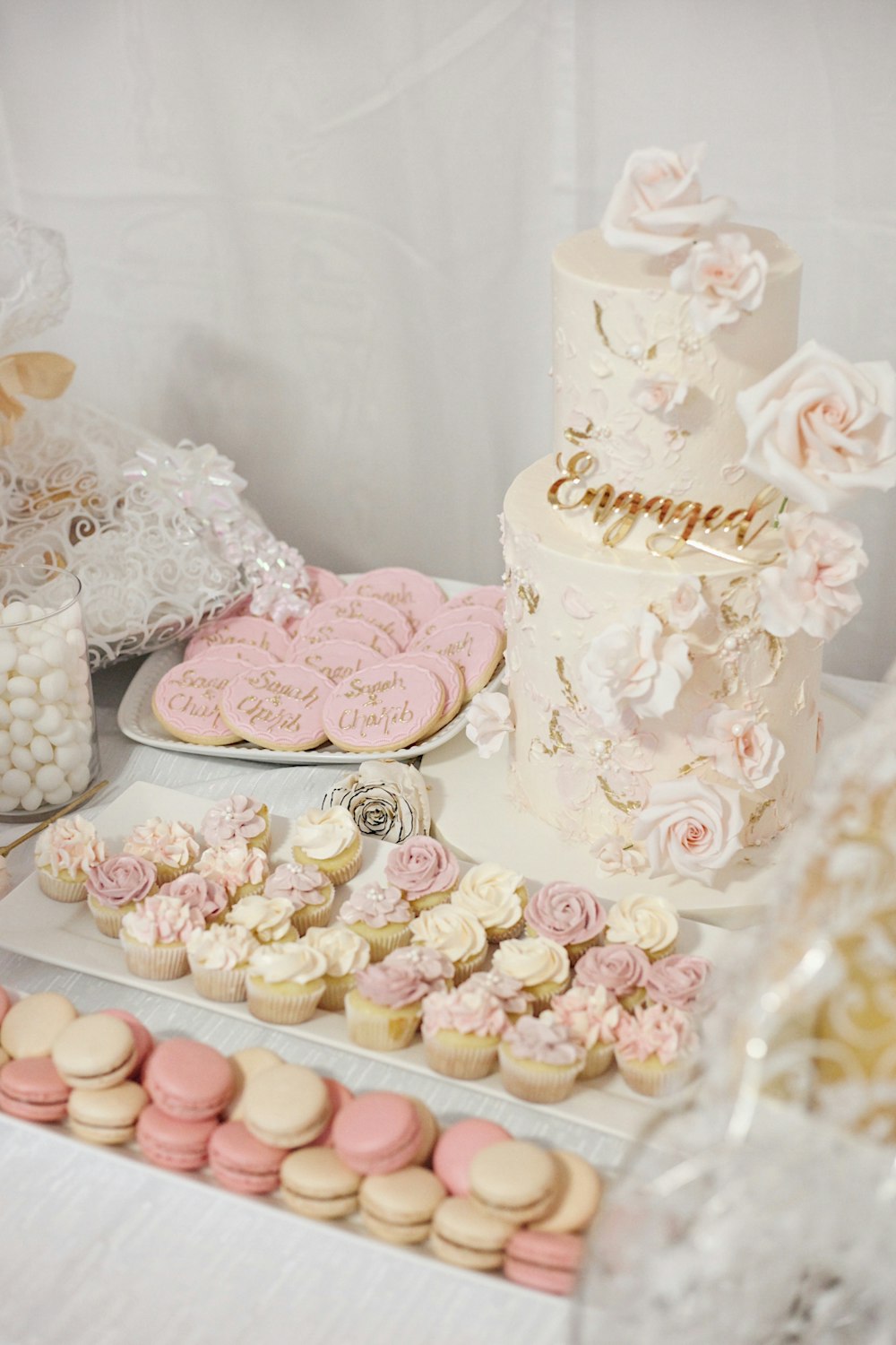 assorted pastries on ceramic trays