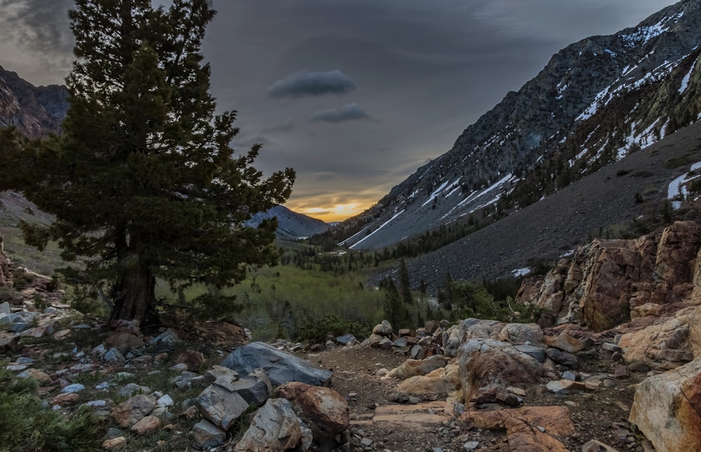 mountain under graysky