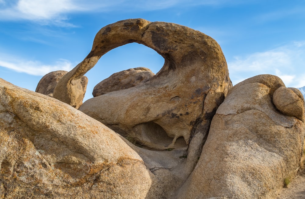 landscape photography of brown rock boulder