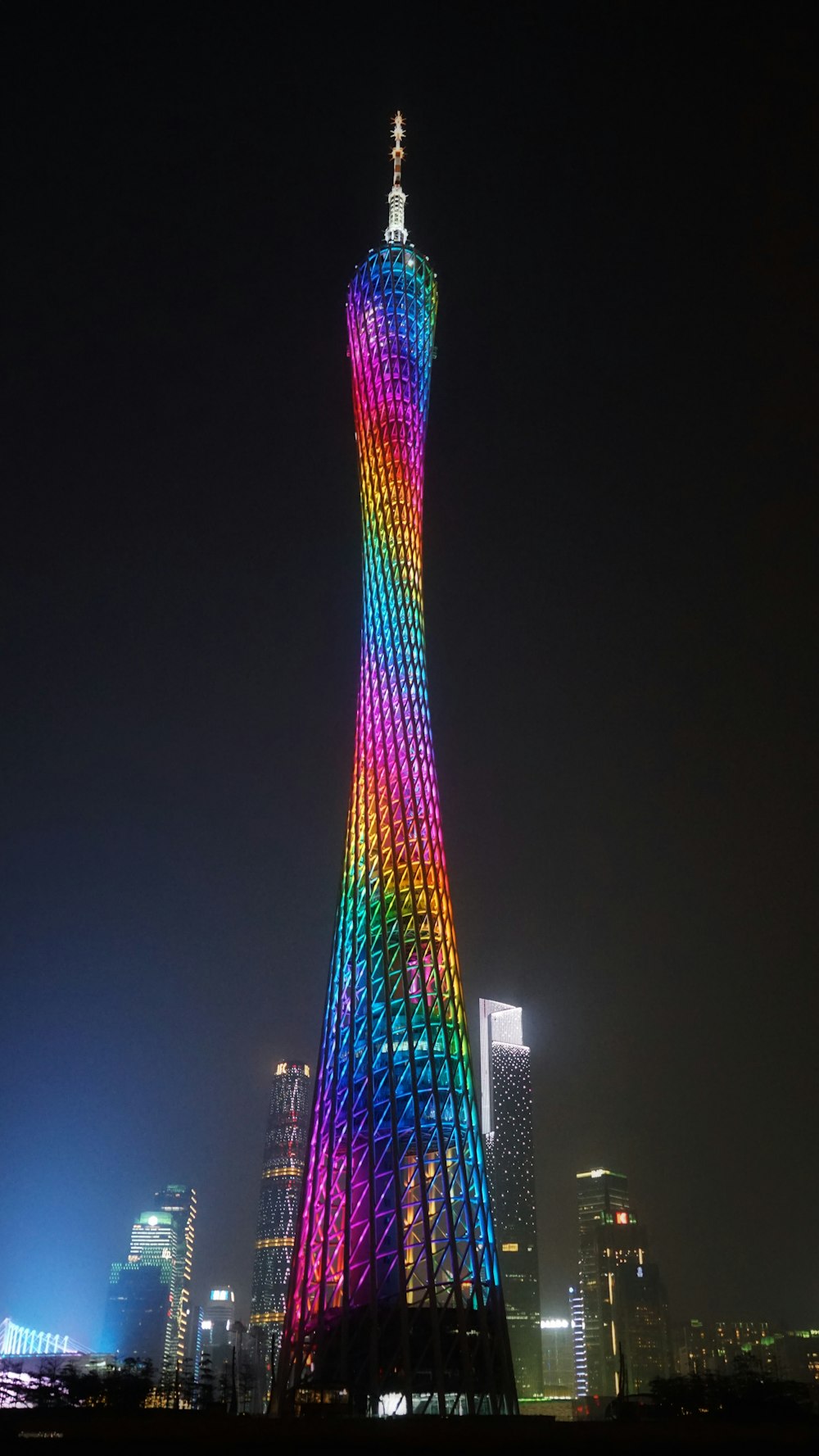 black and pink lighted tower