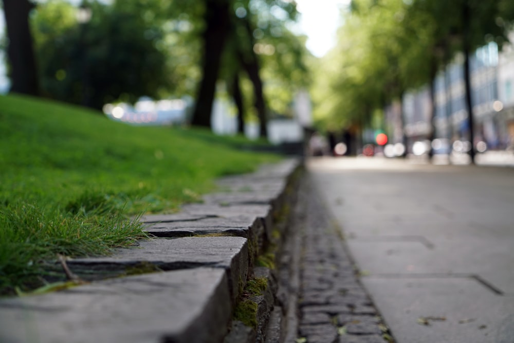 gray concrete road near grass