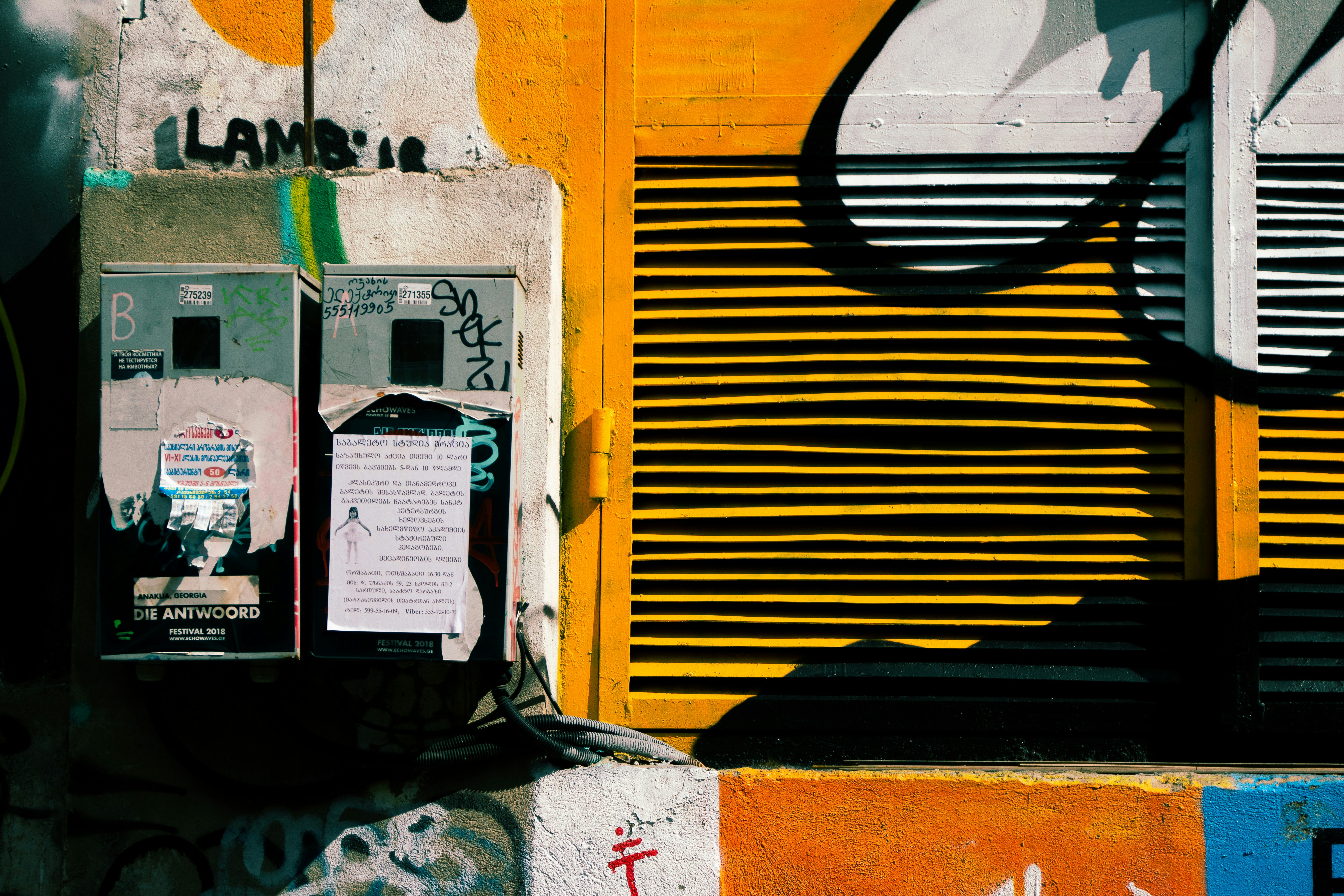 Industrial construction with graffiti