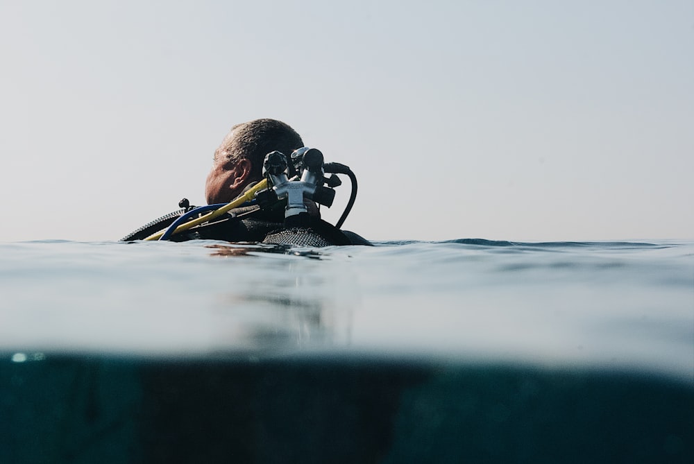 a man in a wet suit is in the water