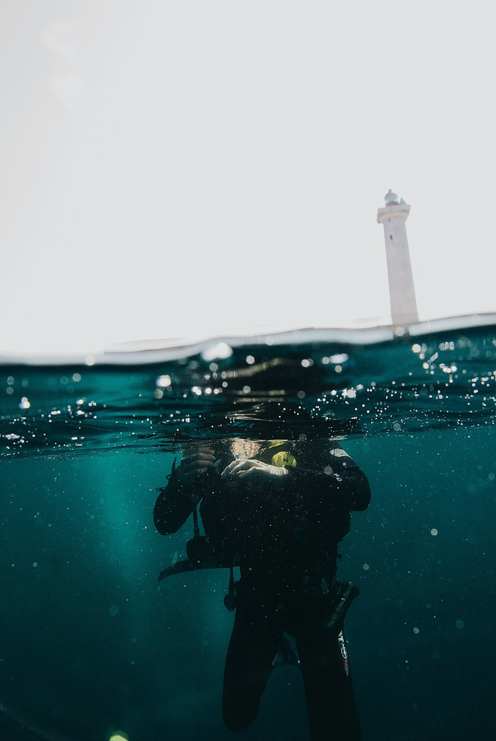 person under water