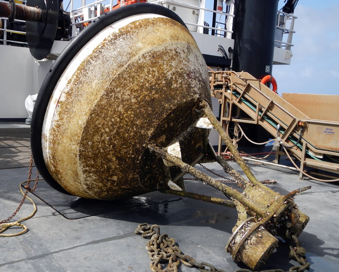 Tsunami Warning Buoy, TAS on NOAA Ship PISCES. NOAA Dart Tsunami Warning Buoy on deck for maintenance.