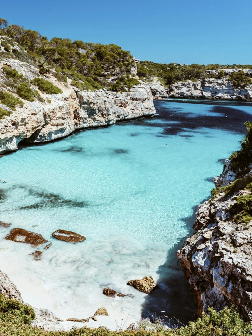 beach between cliffs