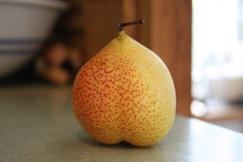 pear fruit on gray panel