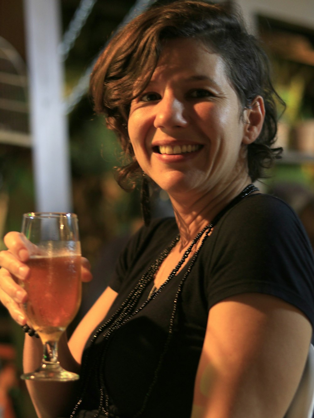 woman holding glass