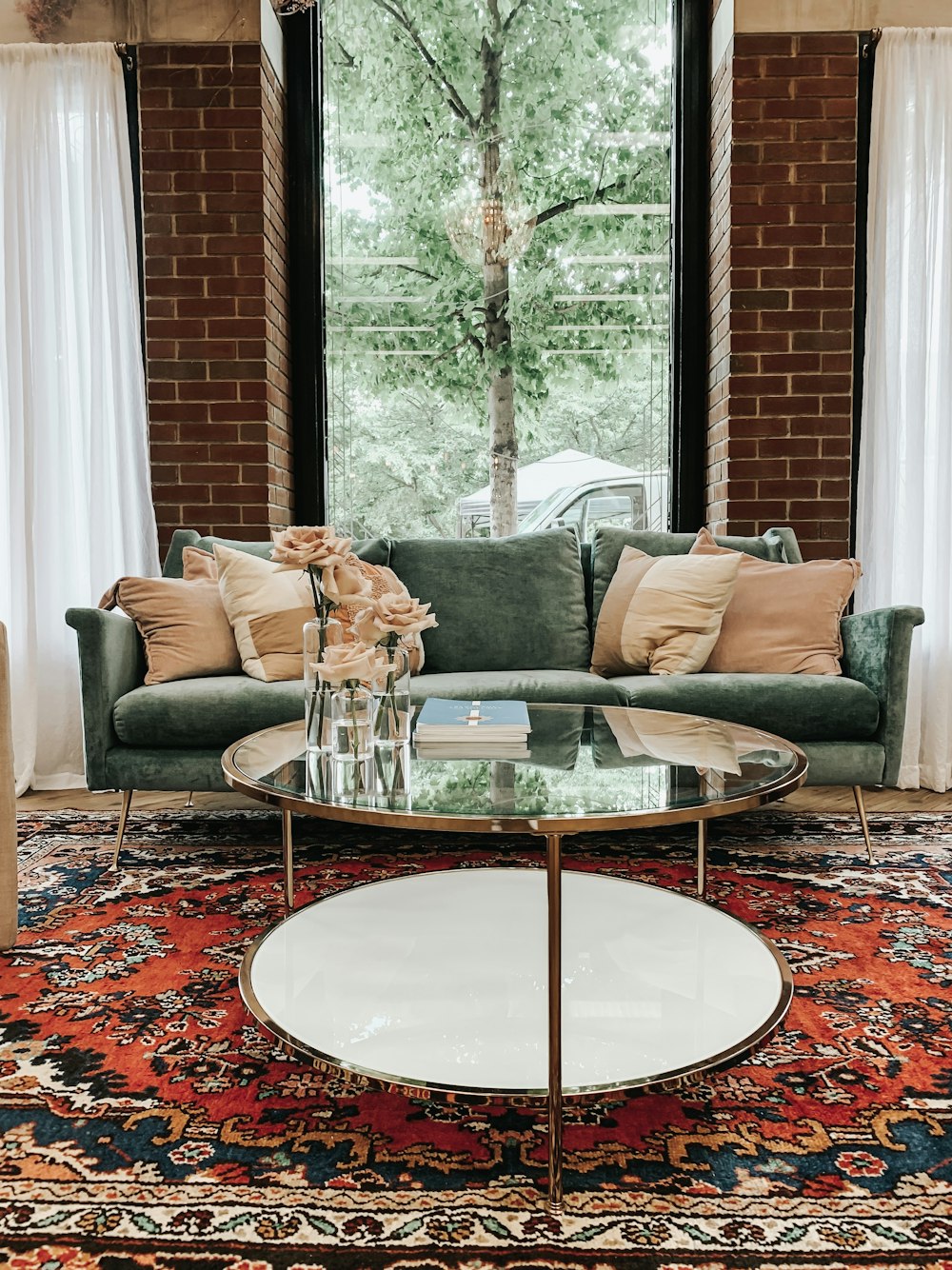 brown pillows on chair