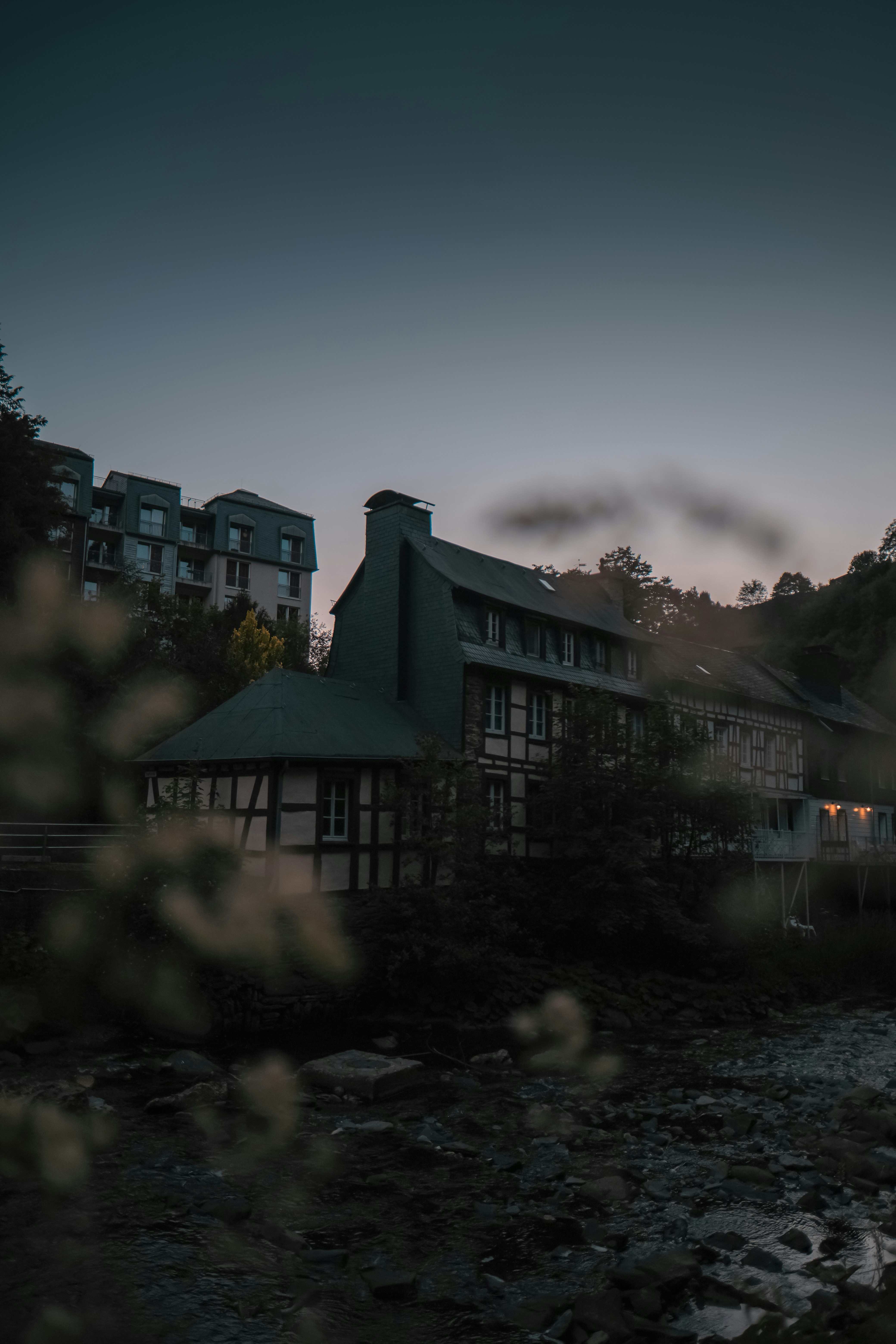 gray and white wooden house