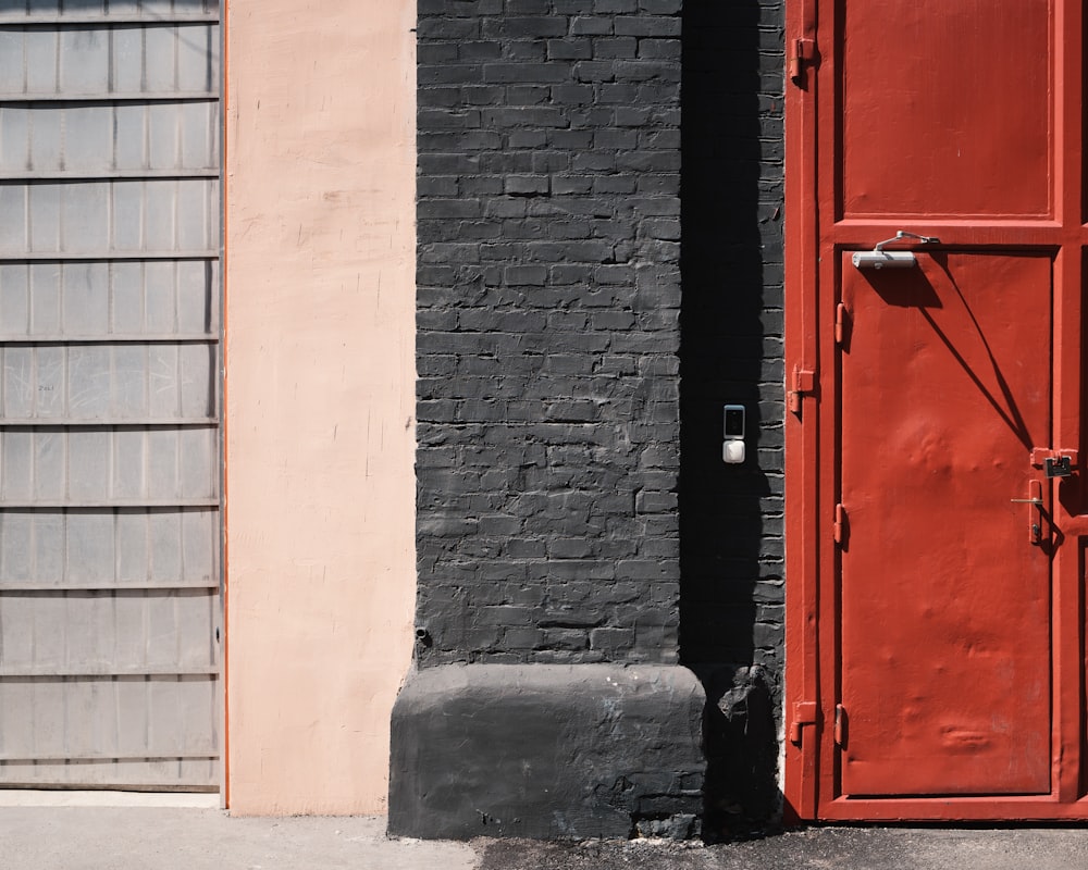 closed red metal door