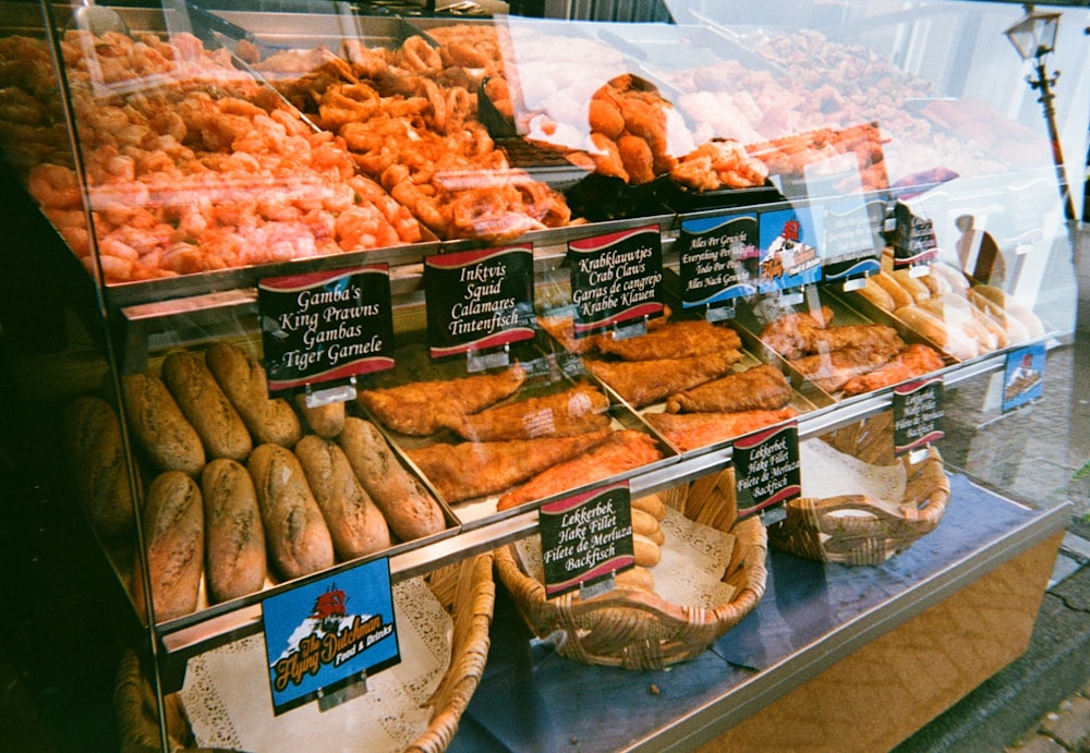 baked bread on display counter