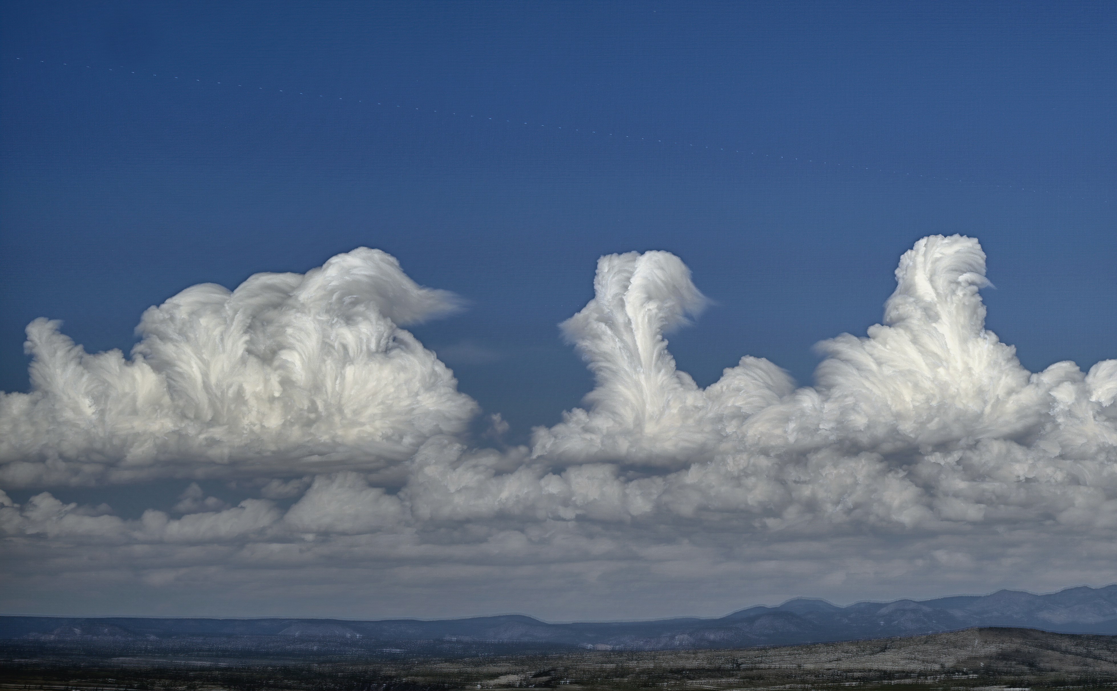 A stacked timelapse of clouds in northern New Mexico on June 28, 2019