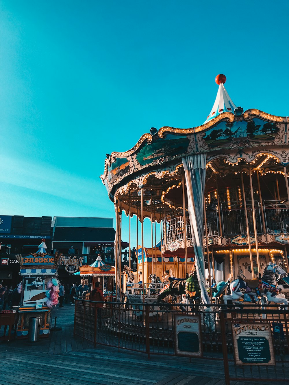 gold and blue carousel
