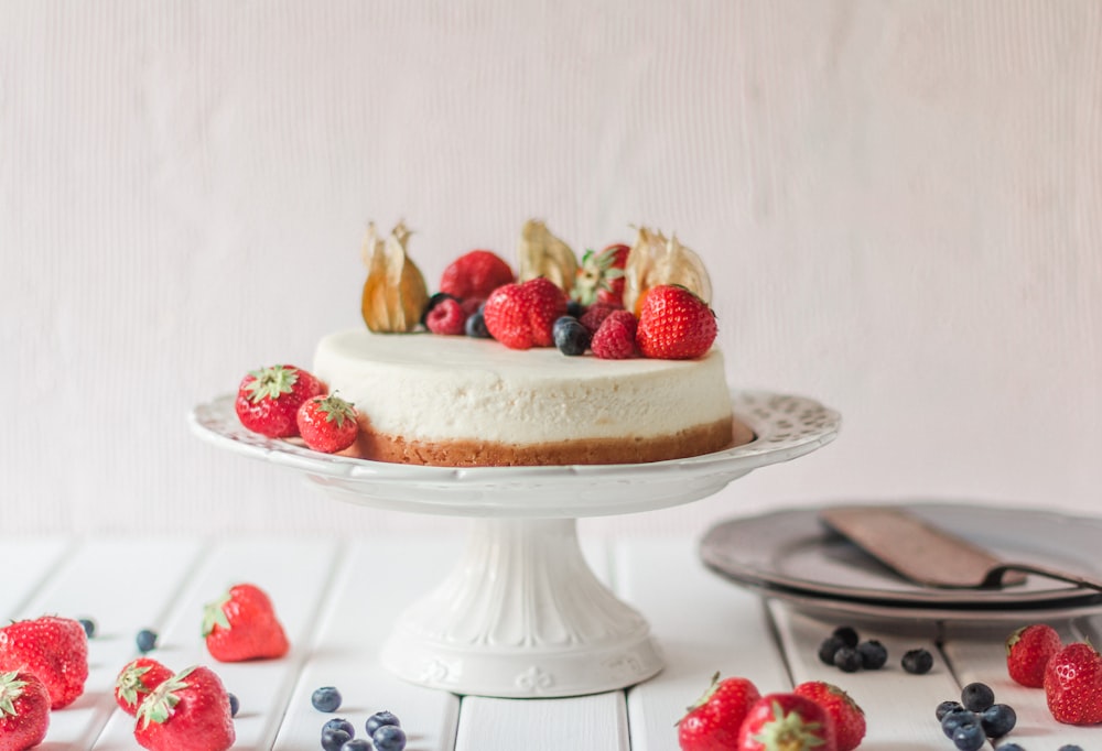 strawberry cake on dish