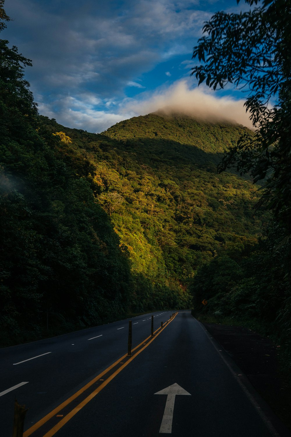 gray top road near green grass mountain