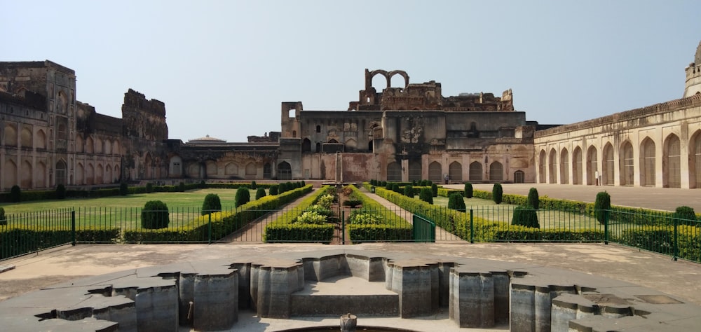 brown ancient castle viewing garden