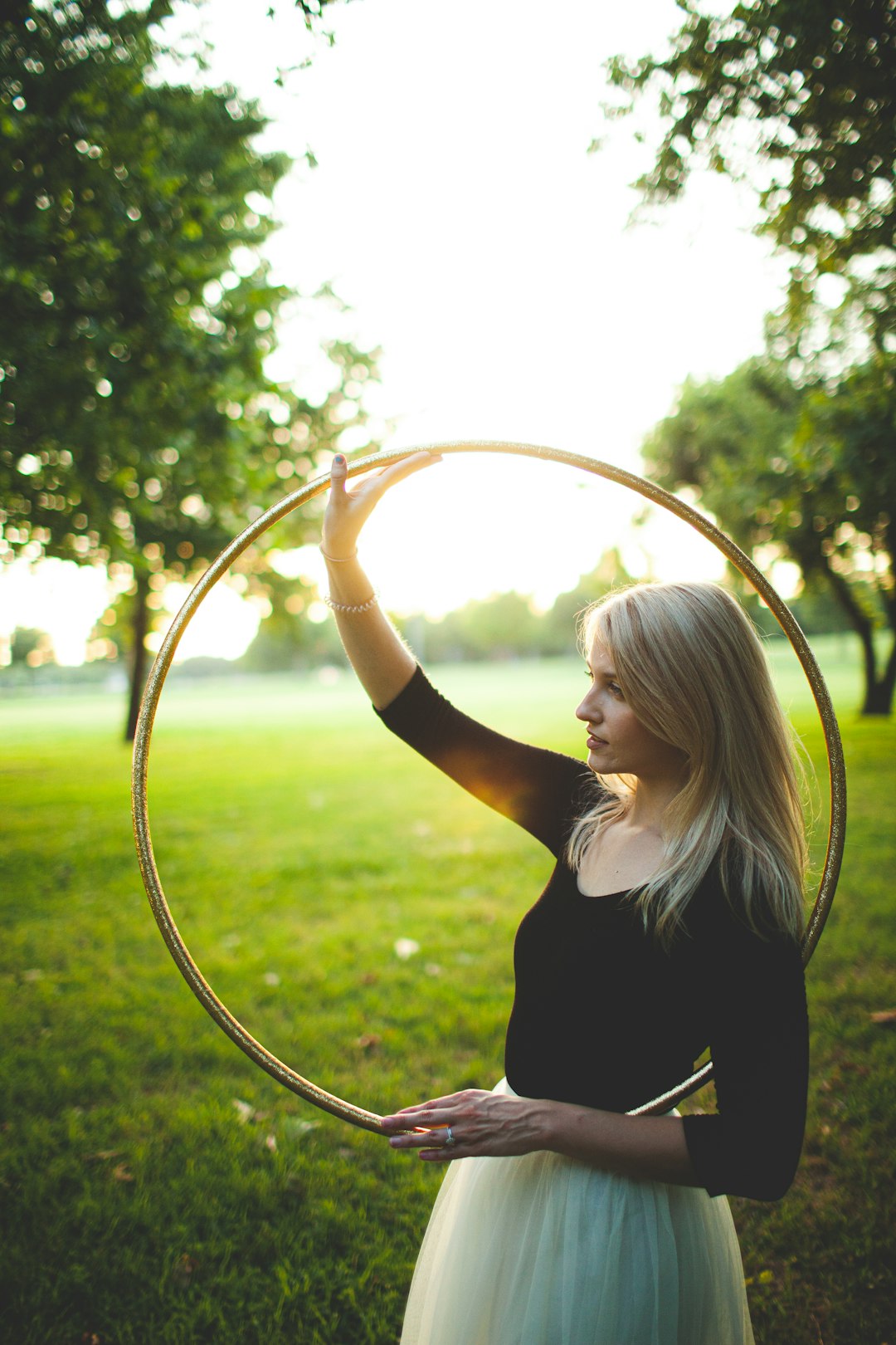 woman holding holahoop