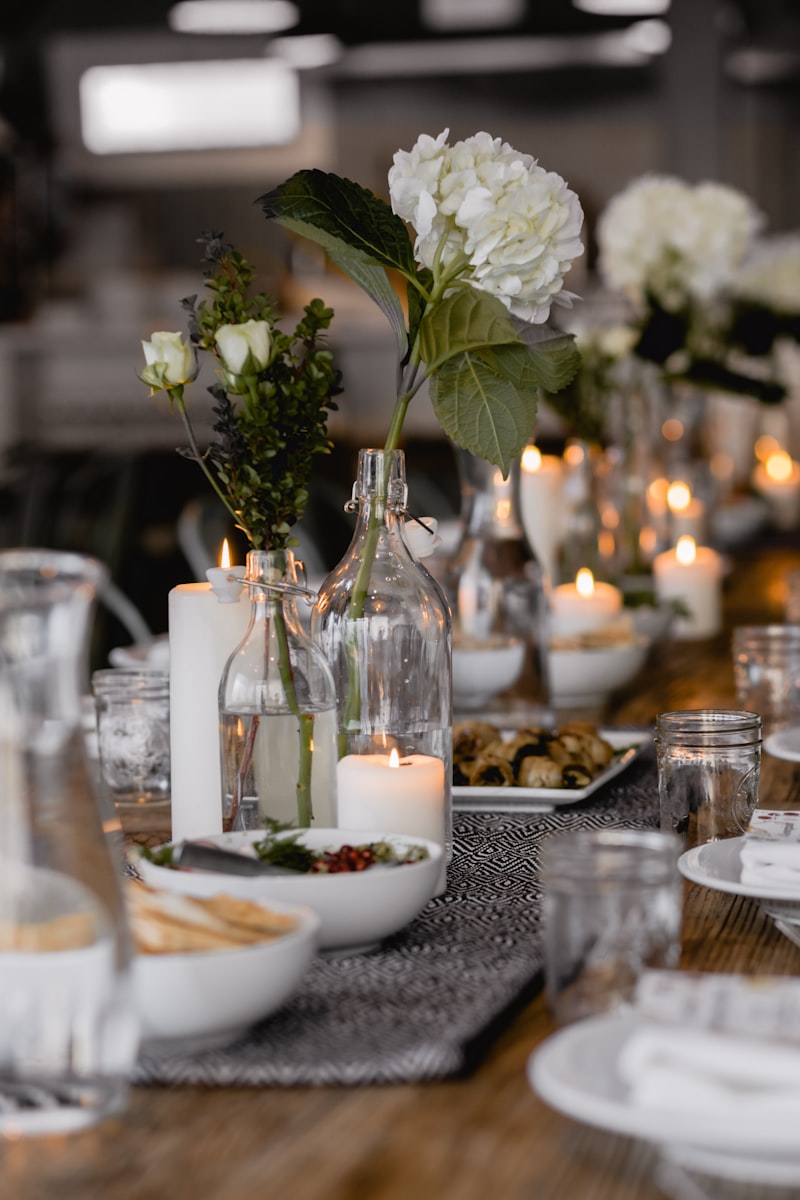 Elegant event table with flowers and candles