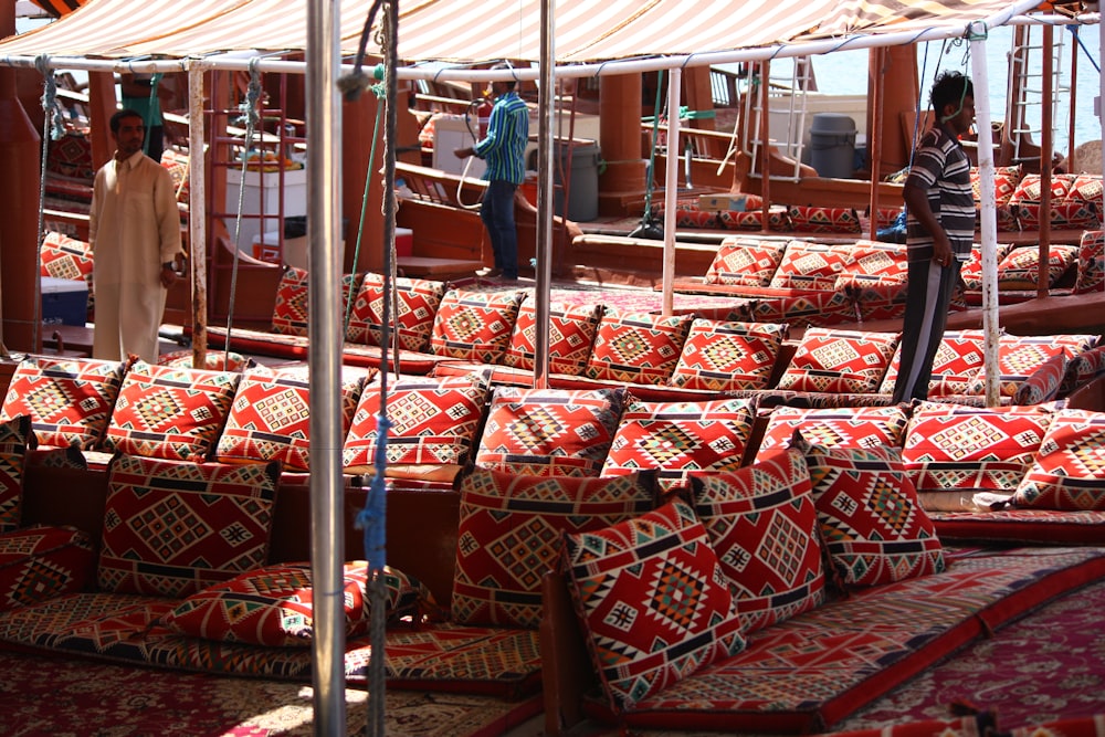 red-and-white throw pillow lot