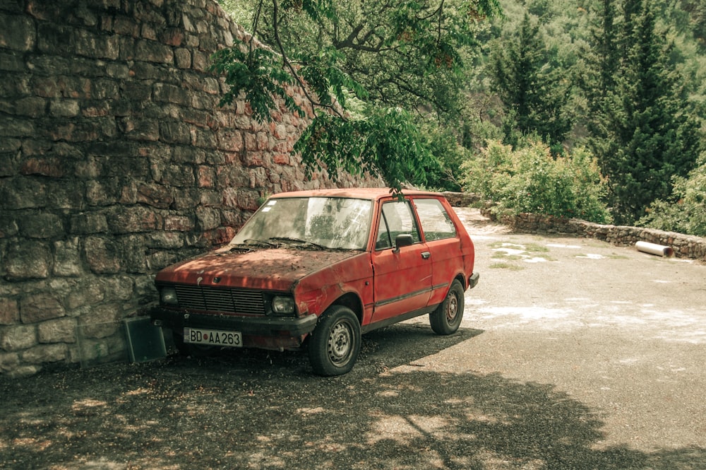 red vintage five door hatchback