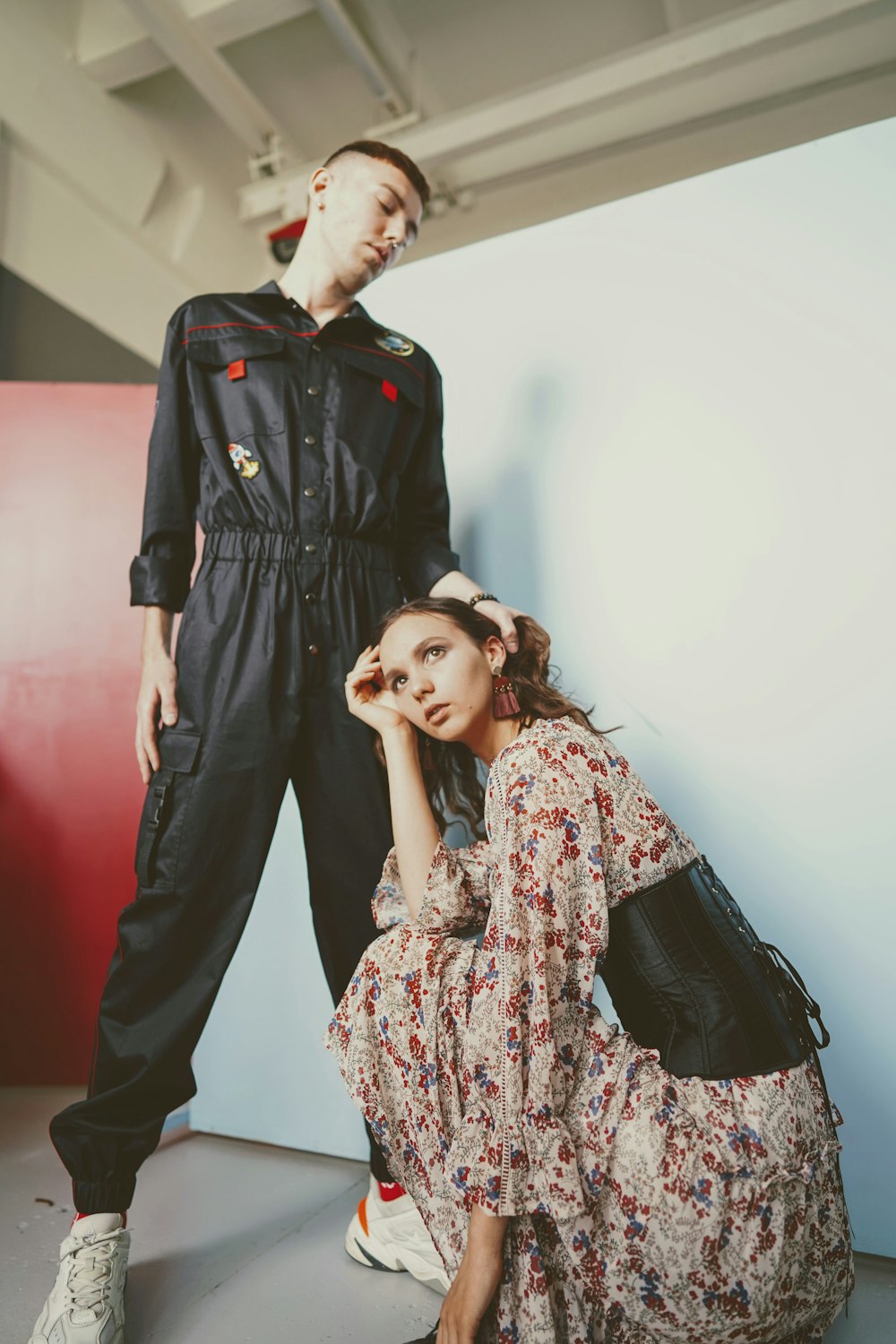 man holding a woman's hair